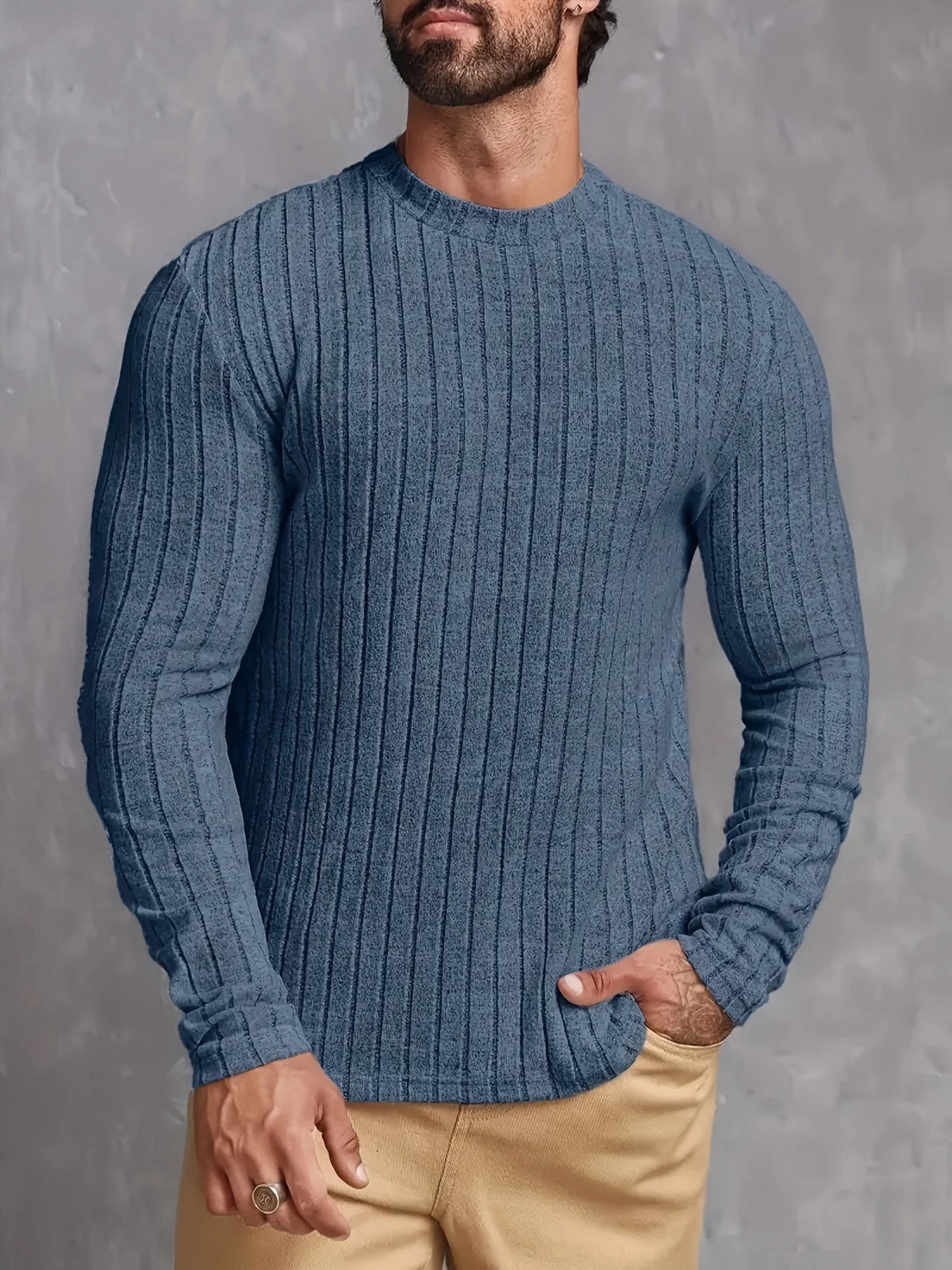 Men's Ribbed Mock Neck Sweater – Mock Neck Detail