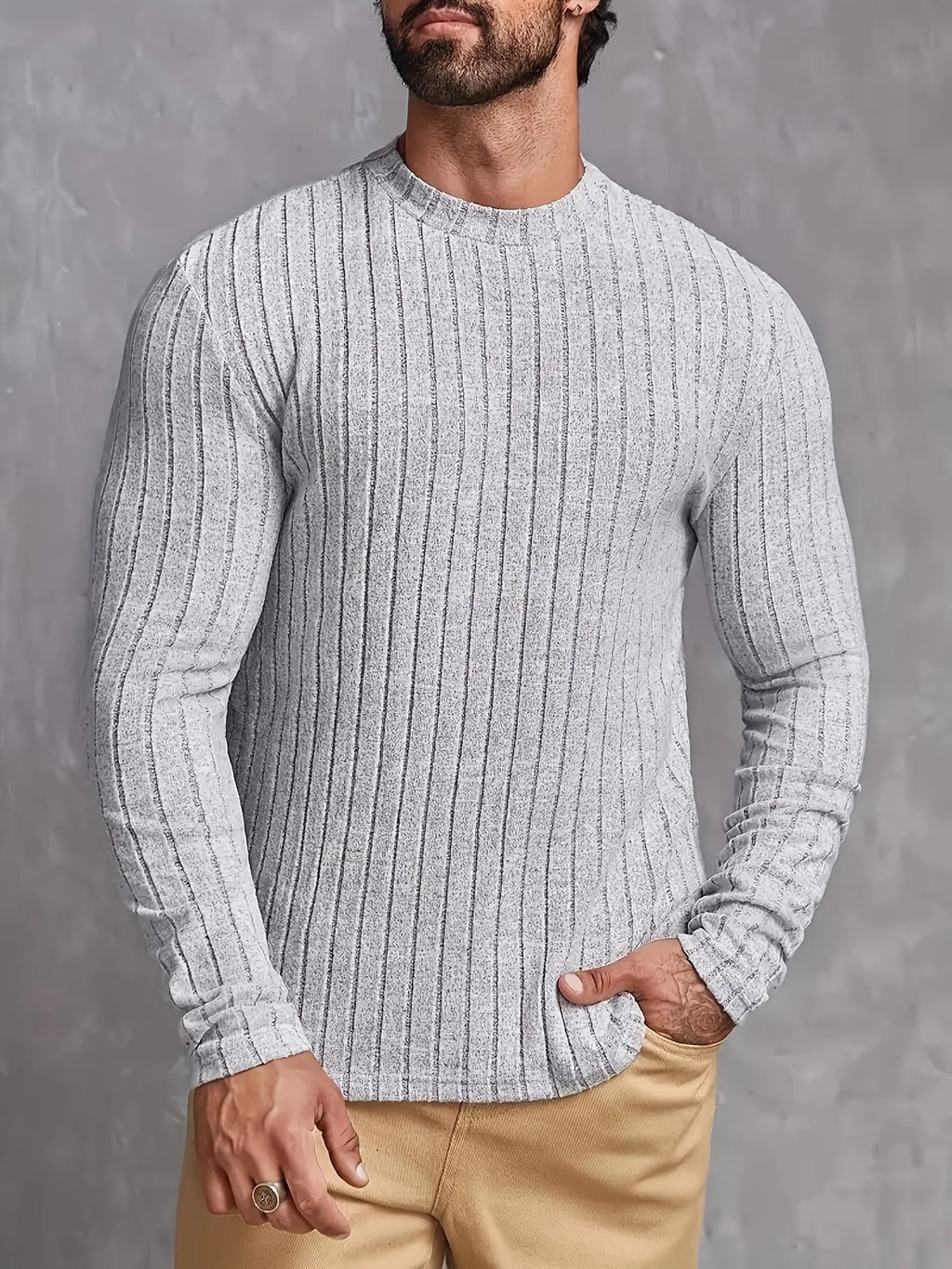 Men's Ribbed Mock Neck Sweater – Cuff Detail