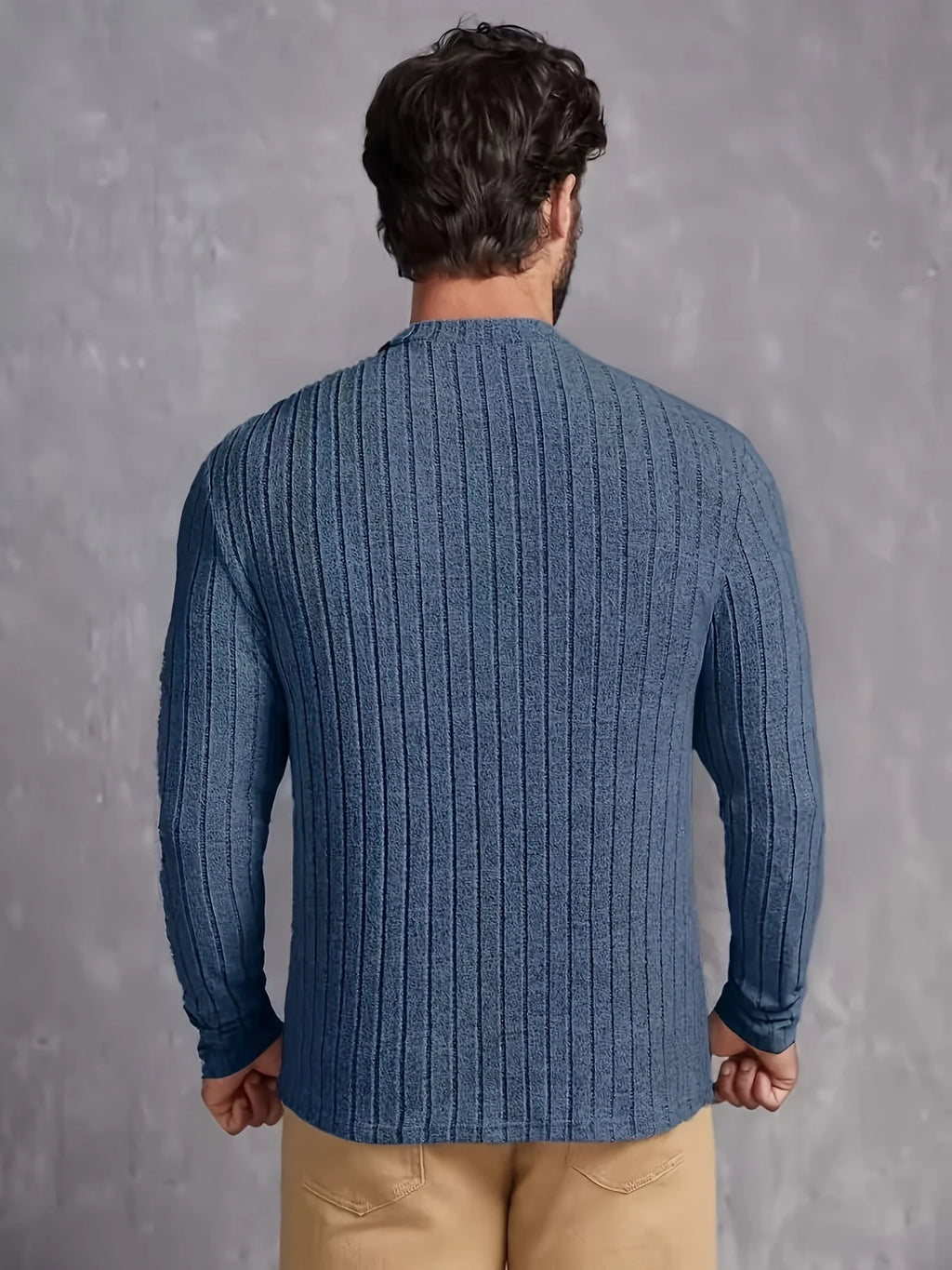 Men's Ribbed Mock Neck Sweater – Fabric Detail