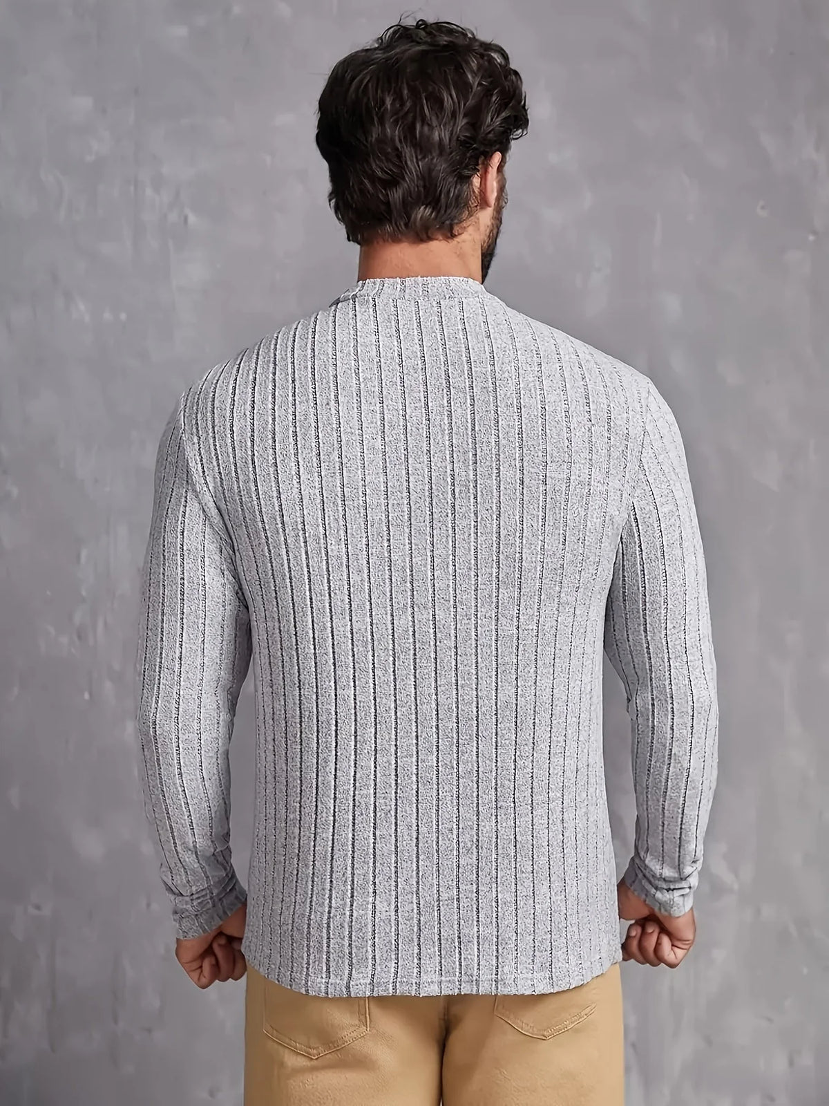 Men's Ribbed Mock Neck Sweater – Back View