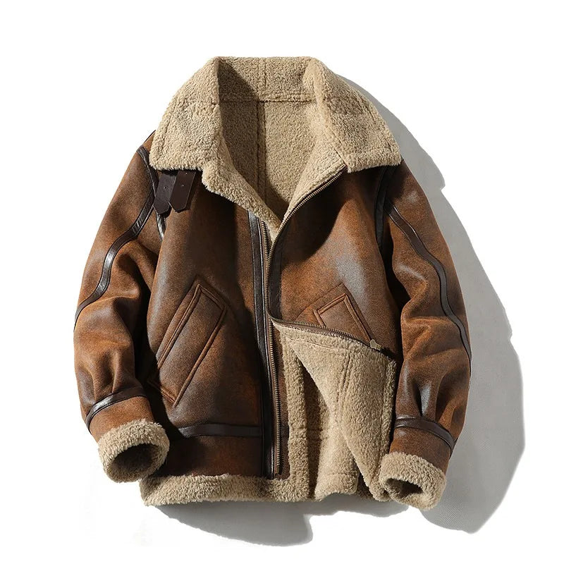 Men's Suede Aviator Jacket in Brown