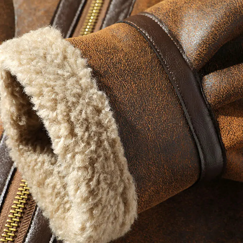 Men's Suede Aviator Jacket – Worn View