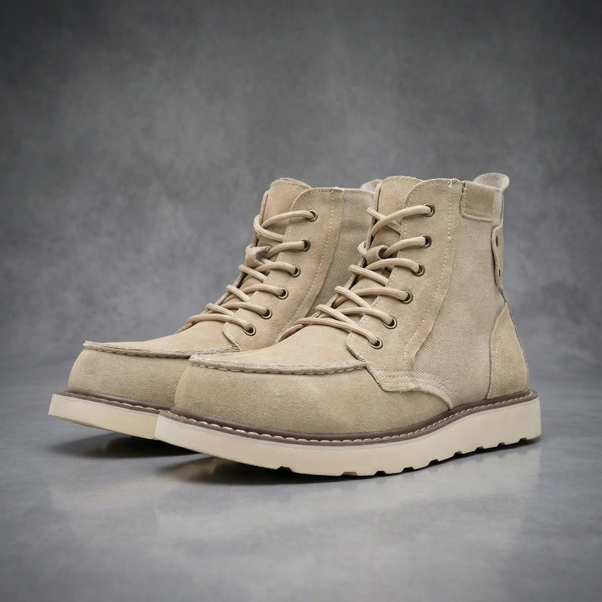 Men's Moc Toe Work Boots in Beige