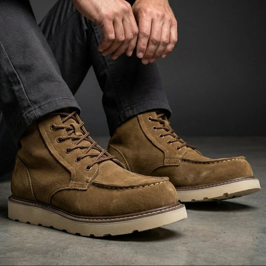 Men's Lace-Up Moc Toe Work Boots – Detail View