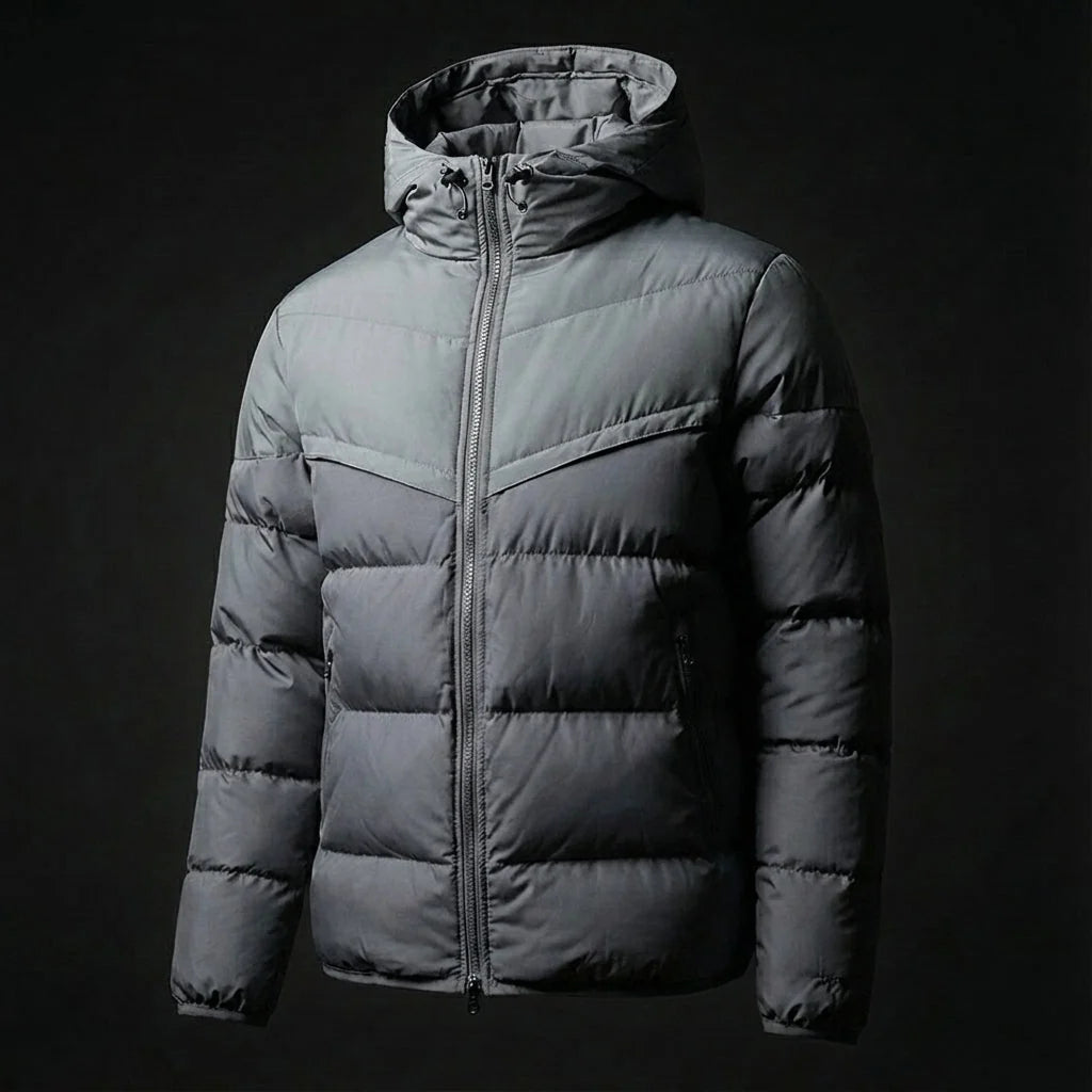 Men's Hooded Color-Block Puffer – Hood Detail