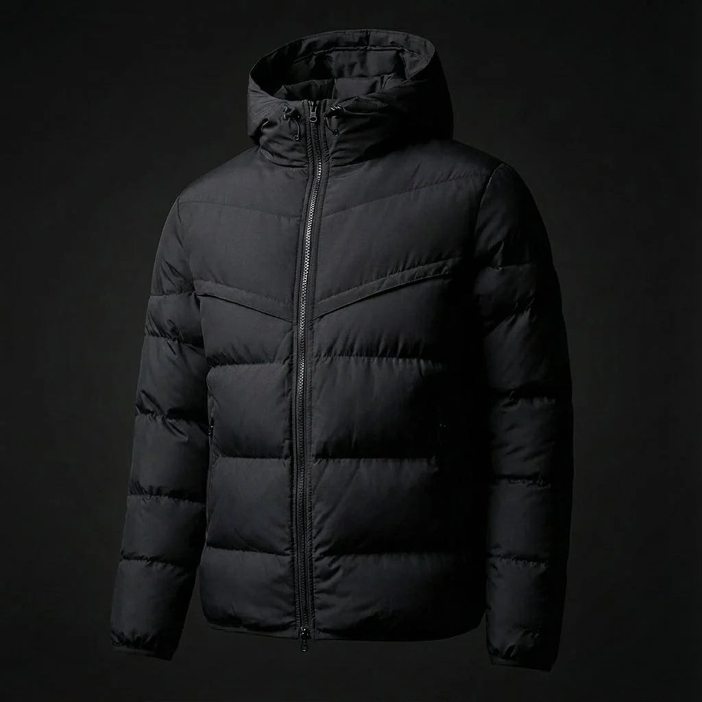 Men's Hooded Color-Block Puffer – Channel Quilting Detail