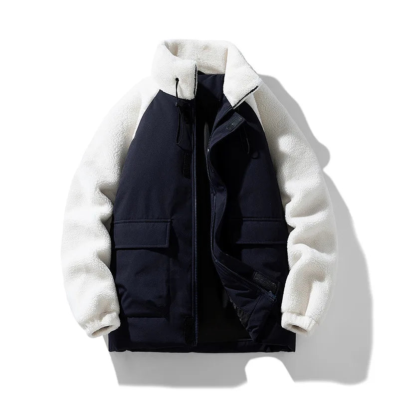 Men's Sherpa Color-Block Jacket in White