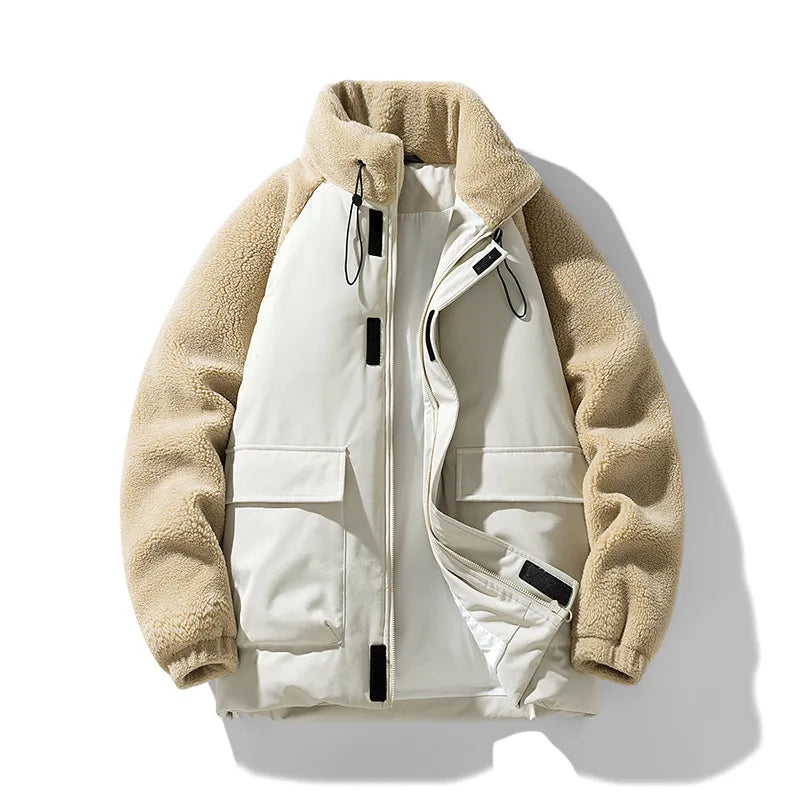 Men's Sherpa Color-Block Jacket in Khaki