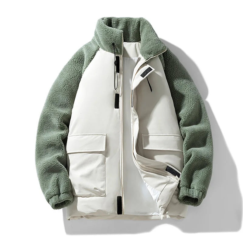 Men's Sherpa Color-Block Jacket in Navy