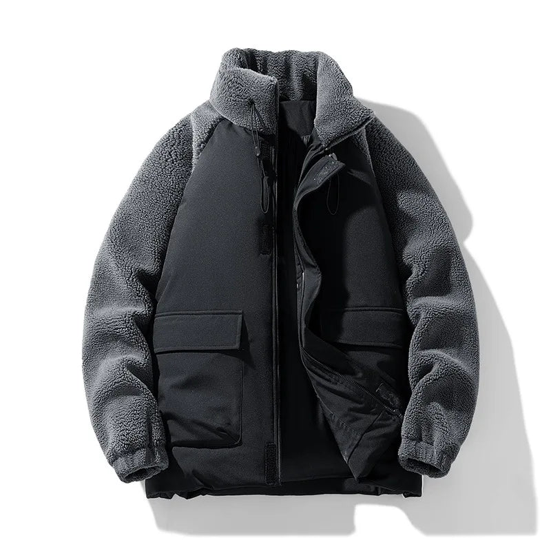 Men's Sherpa Color-Block Jacket in Gray