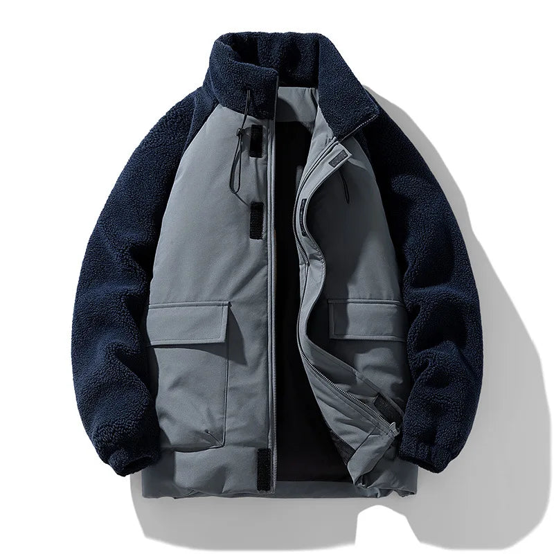 Men's Sherpa Color-Block Jacket in Green