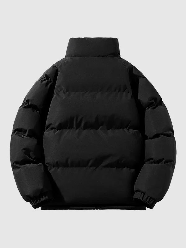 Men's Puffer Jacket with Fleece-Lined Collar – Detail View
