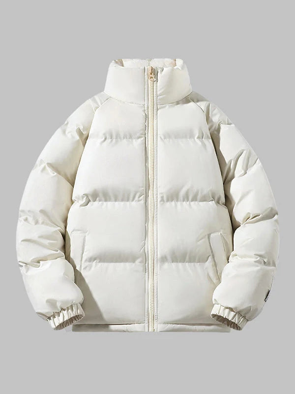 Men's Puffer Jacket with Fleece-Lined Collar – Detail View