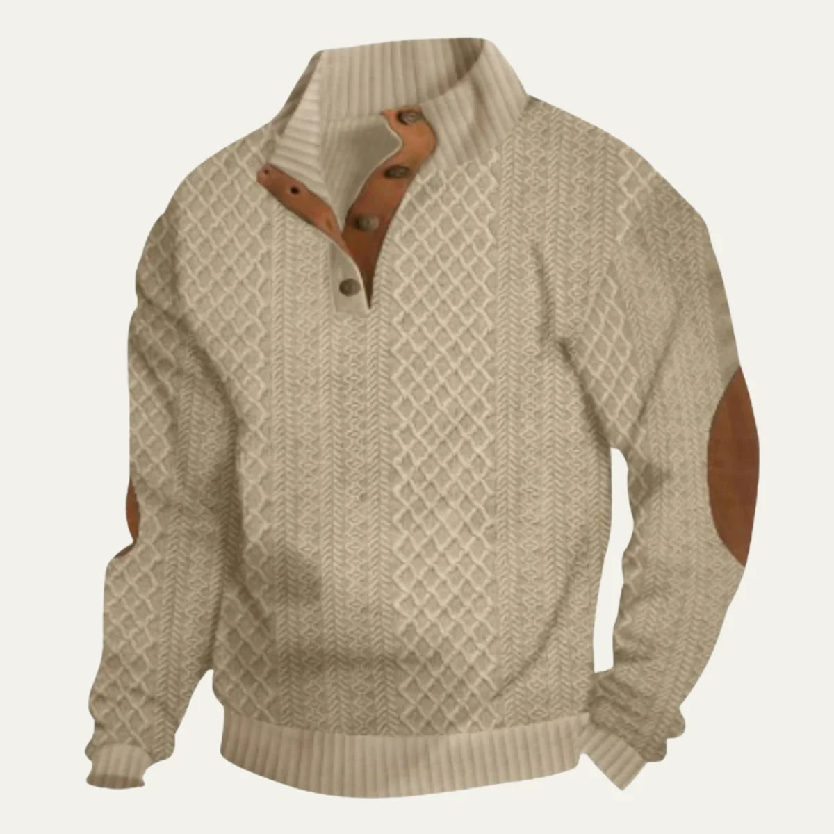 Men's Cable Knit Elbow-Patch Sweater – Elbow Patch Detail