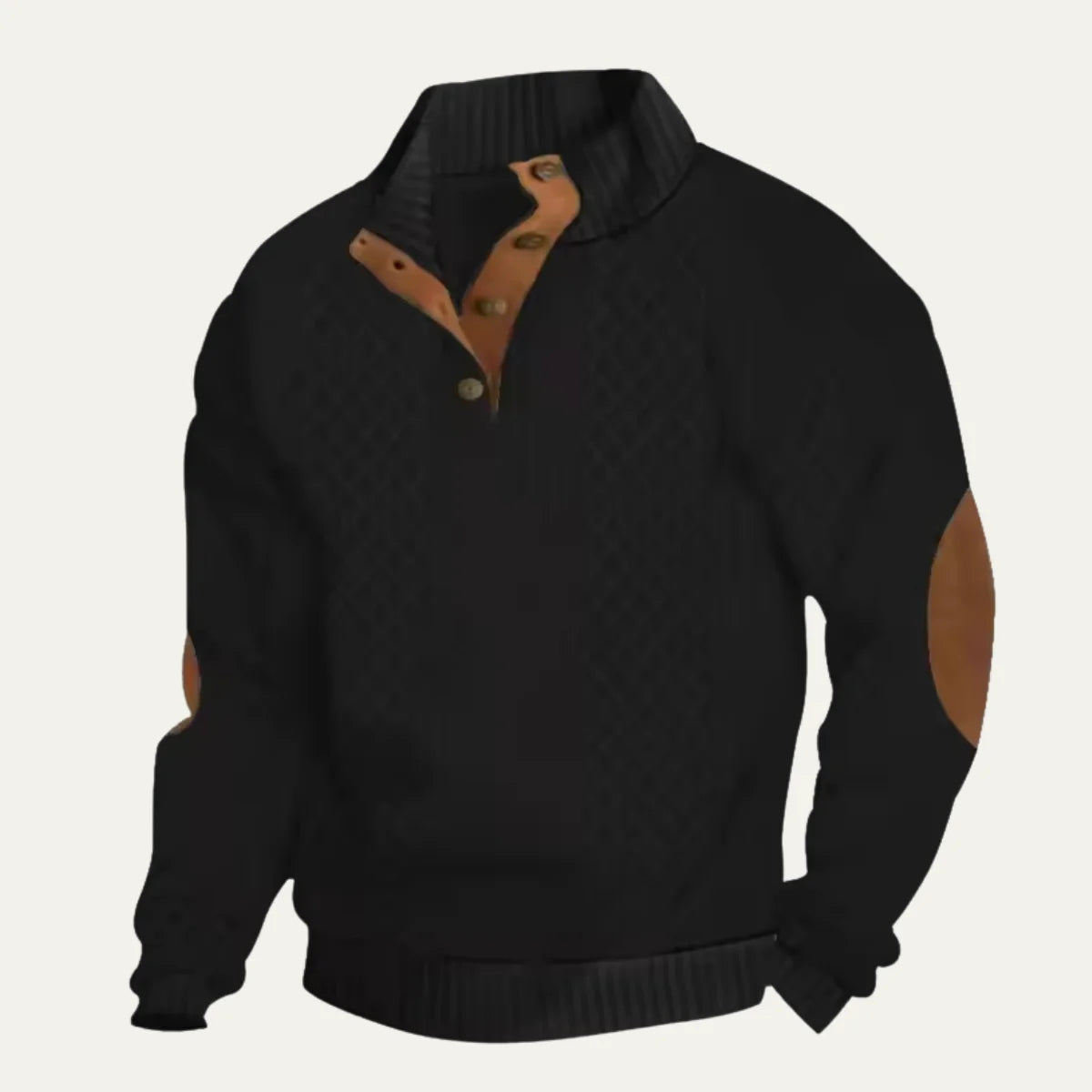 Men's Cable Knit Elbow-Patch Sweater – Worn View