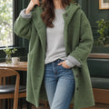 Women's Hooded Wool Parka in Bean Green