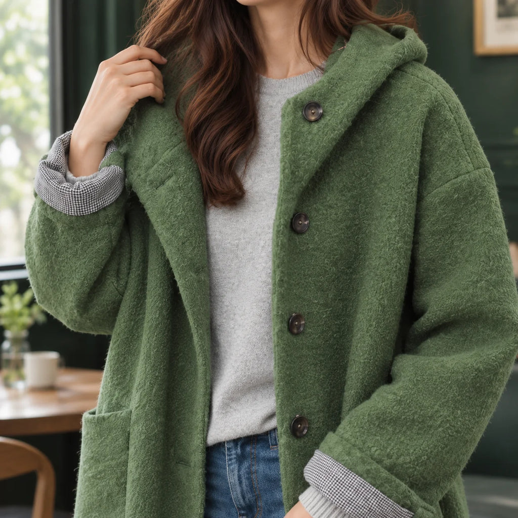 Women's Hooded Wool Parka in Black
