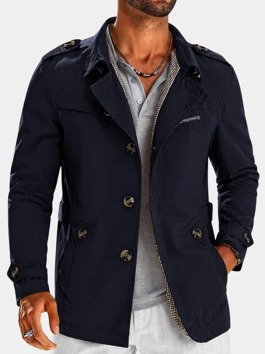 Men's Single-Breasted Trench Coat in Khaki
