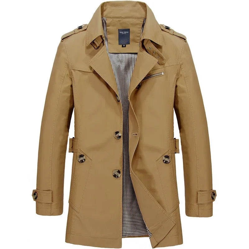 Men's Single-Breasted Trench Coat in Green