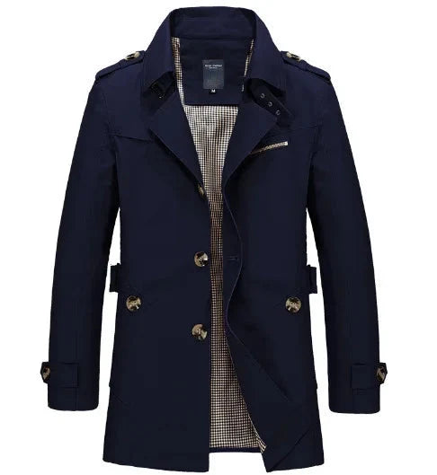 Men's Single-Breasted Trench Coat – Epaulette Detail