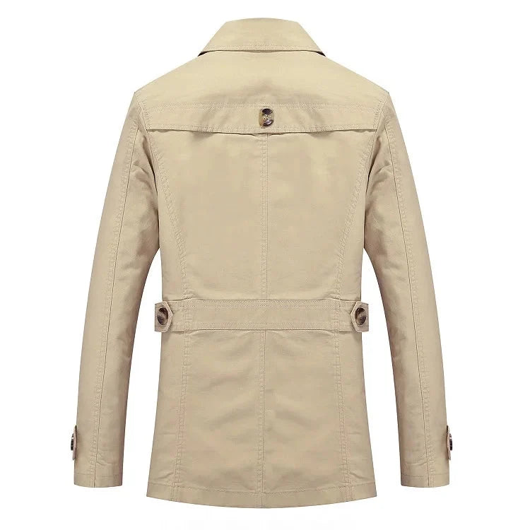 Men's Single-Breasted Trench Coat – Belted Cuff Detail