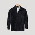 Men's Cable-Knit Zip Sweater in Black