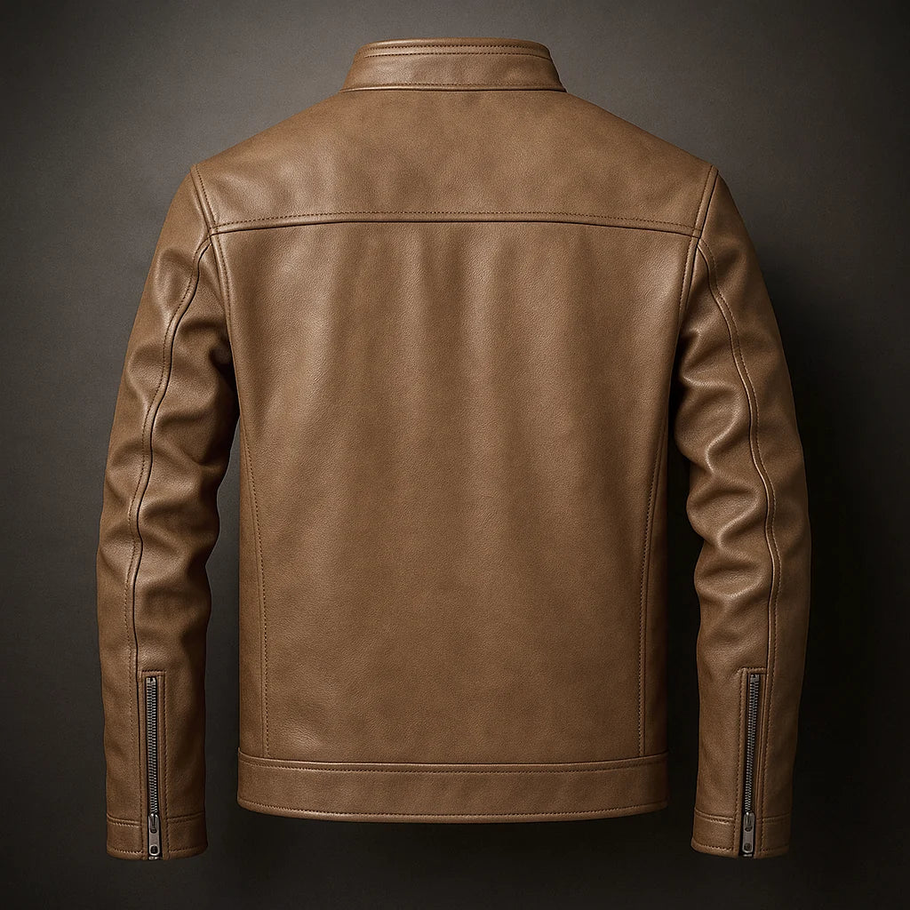 Men's Faux Leather Biker Jacket – Zip Pocket Detail