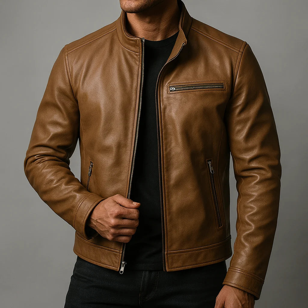 Men's Faux Leather Biker Jacket – Lining Detail