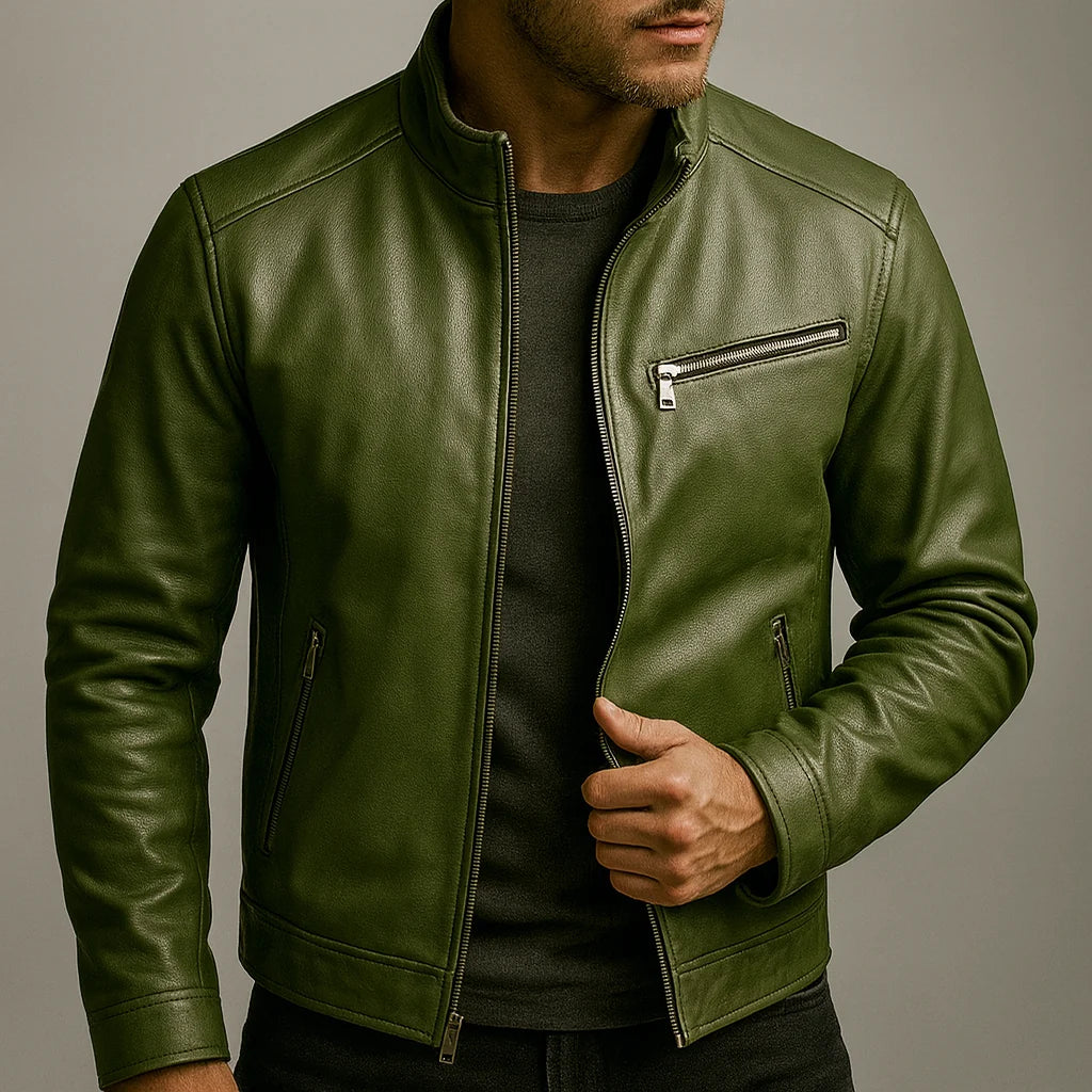 Men's Faux Leather Biker Jacket – Sleeve Detail