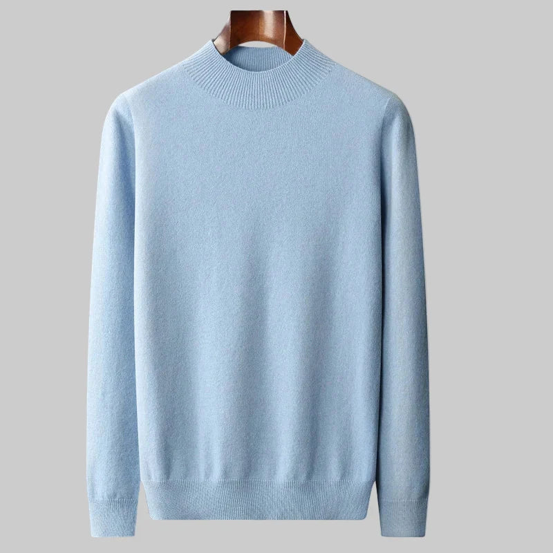 Men's Cashmere Mock Neck Sweater in Beige