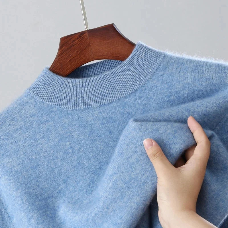 Men's Cashmere Mock Neck Sweater in Camel