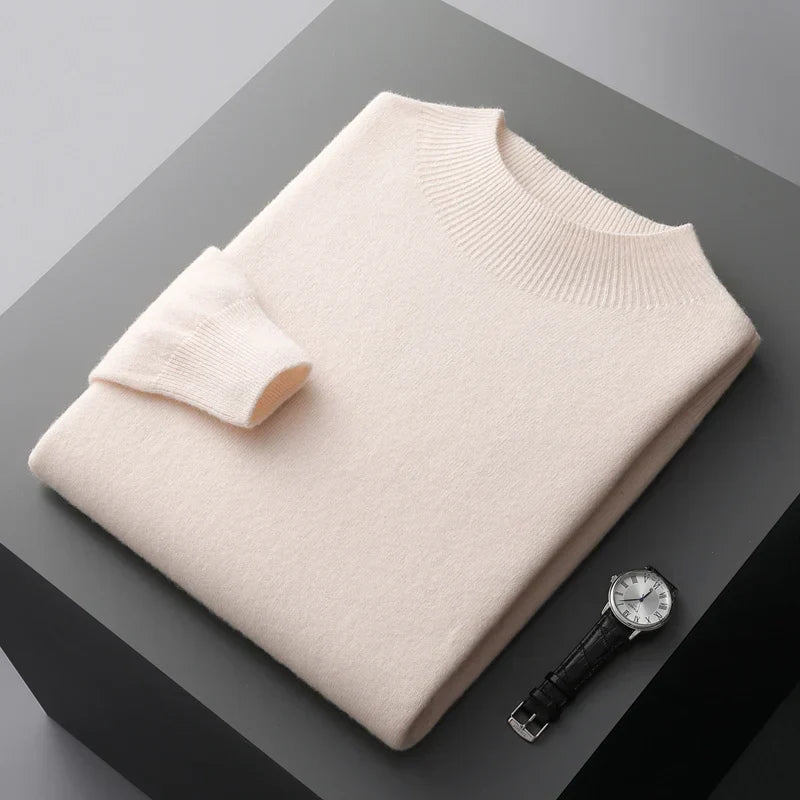 Men's Cashmere Mock Neck Sweater in Gray