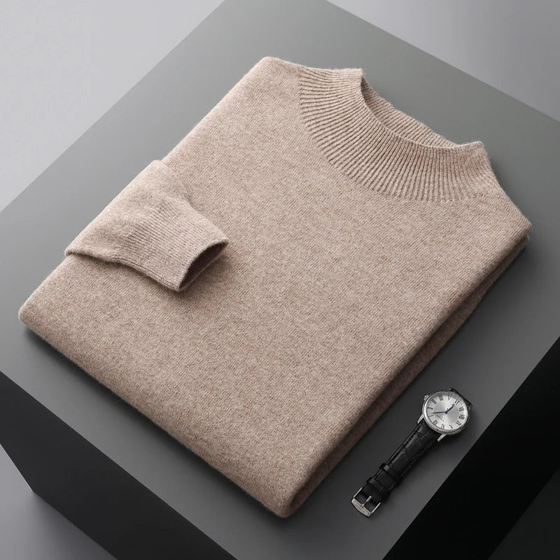 Men's Cashmere Mock Neck Sweater in Black