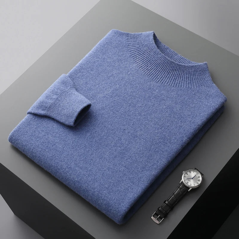 Men's Cashmere Mock Neck Sweater – Collar Detail