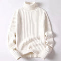 Men's Ribbed Turtleneck Sweater in White