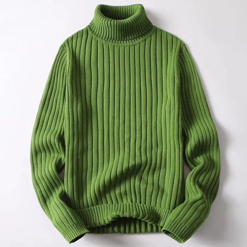 Men's Ribbed Turtleneck Sweater in Orange