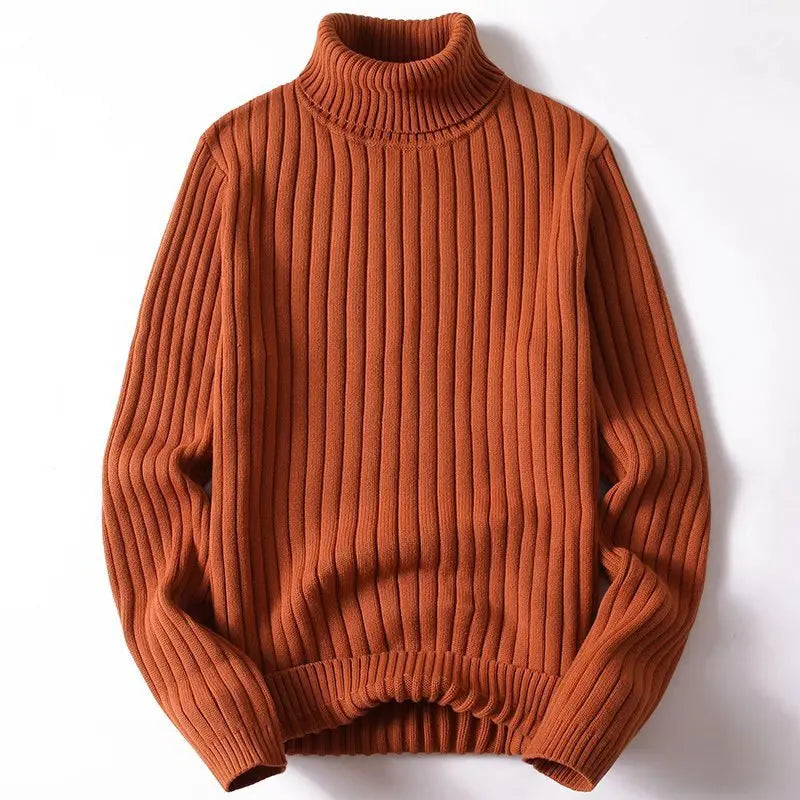Men's Ribbed Turtleneck Sweater in Black