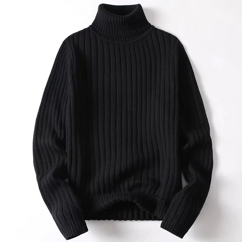 Men's Ribbed Turtleneck Sweater – Collar Detail