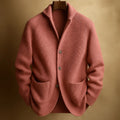 Men's Button-Front Knit Cardigan in Pink