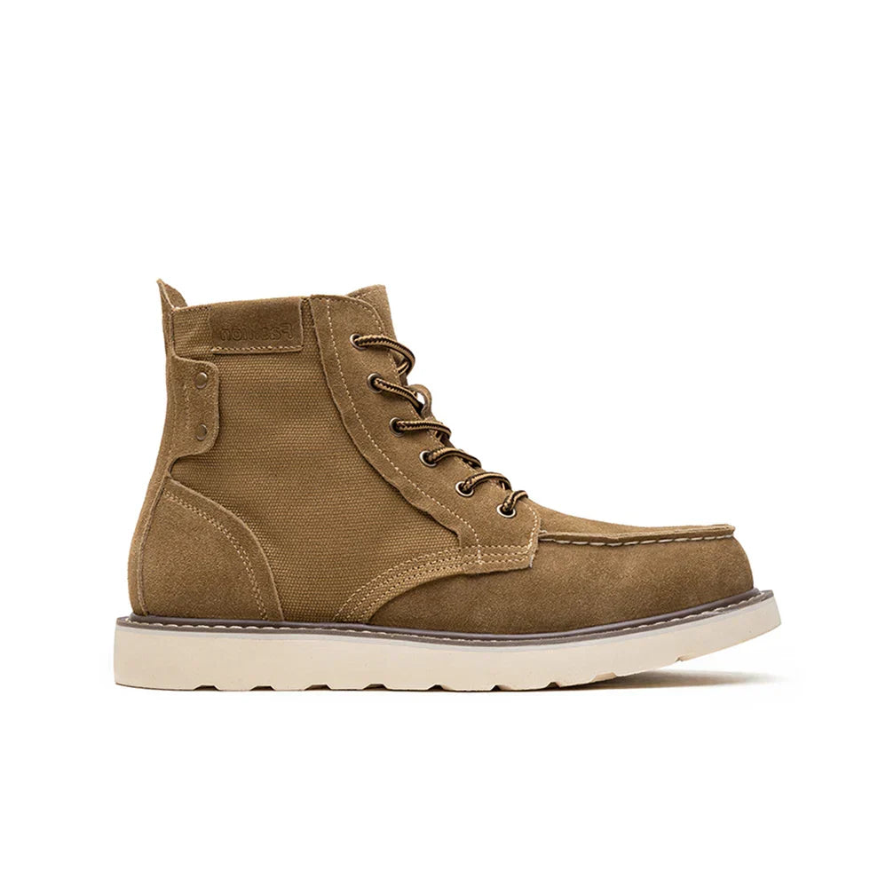 Men's Moc Toe Leather Work Boots – Worn View