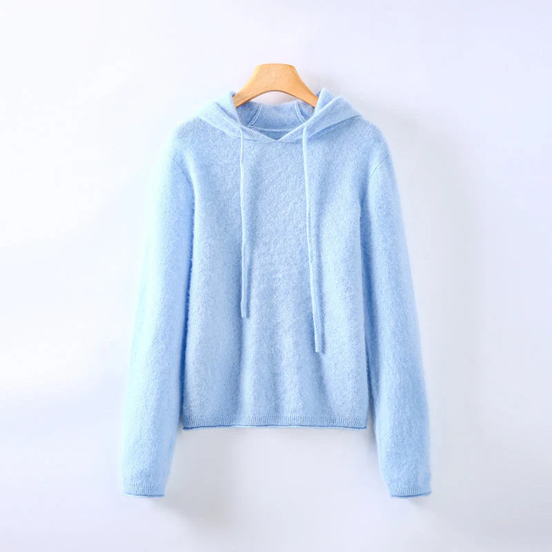 Women's Cashmere Hoodie in Sky Blue