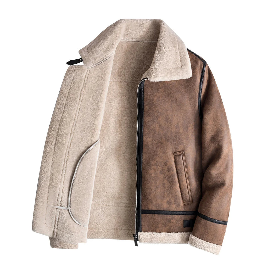 Men's Shearling Aviator Jacket in Brown