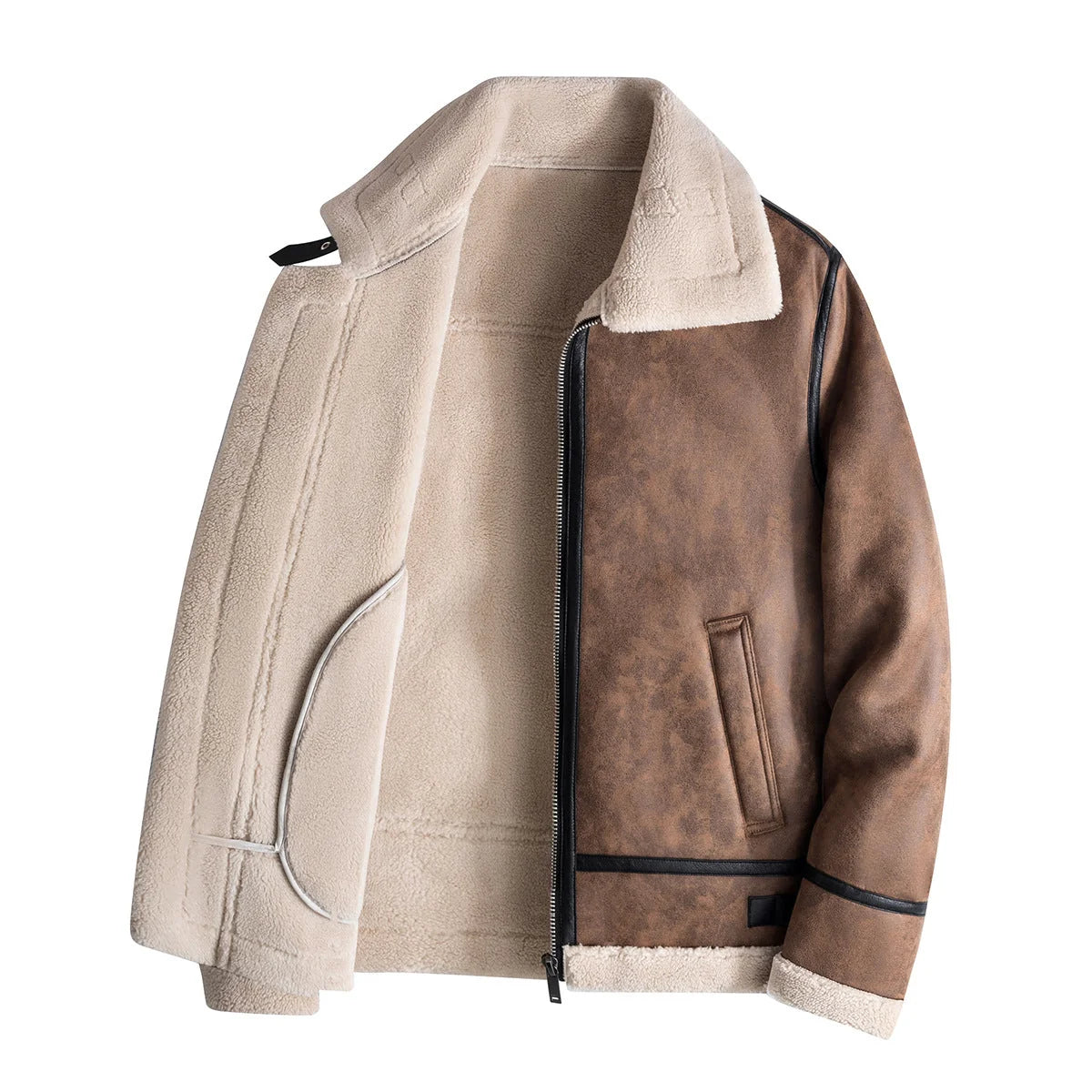 Men's Shearling Aviator Jacket in Brown