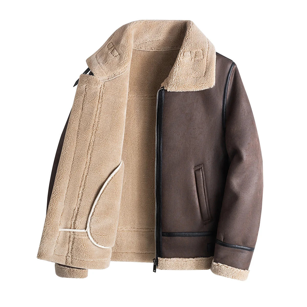 Men's Shearling Aviator Jacket in Dark Brown