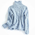 Women's Cashmere Turtleneck Sweater in Wavy Blue