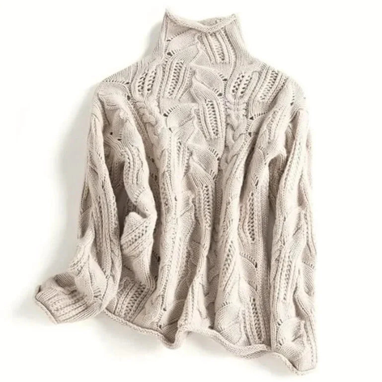 Women's Cashmere Turtleneck Sweater in Beige