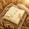 Women's yellow merino wool cardigan with crew neck