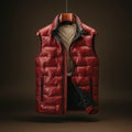 Men's Duck Down Puffer Vest in Burgundy
