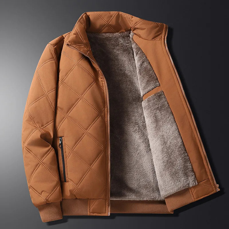 Men's Diamond-Quilted Jacket in Caramel