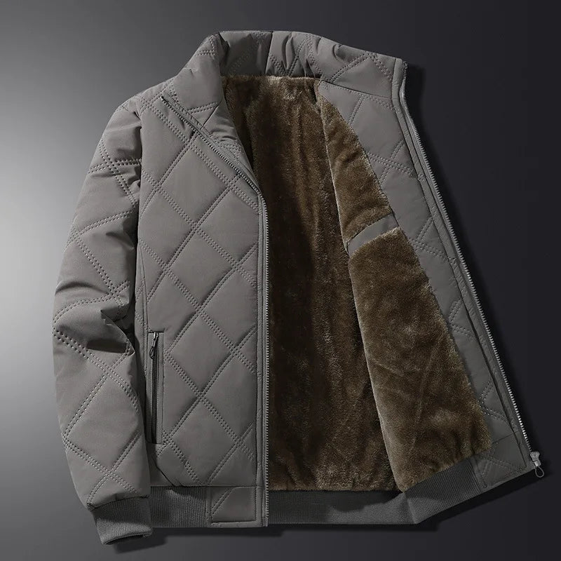 Men's Diamond-Quilted Jacket in Gray